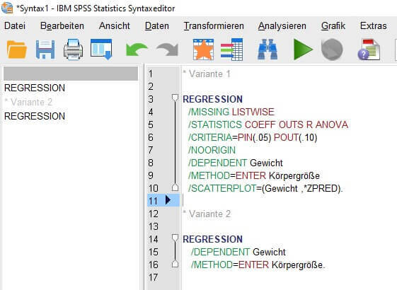SPSS Syntax lineare Regression