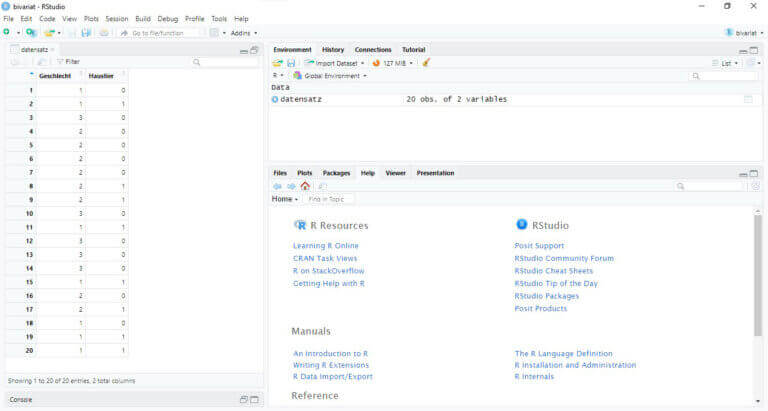 Statistik R Bivariate Statistik mit RStudio