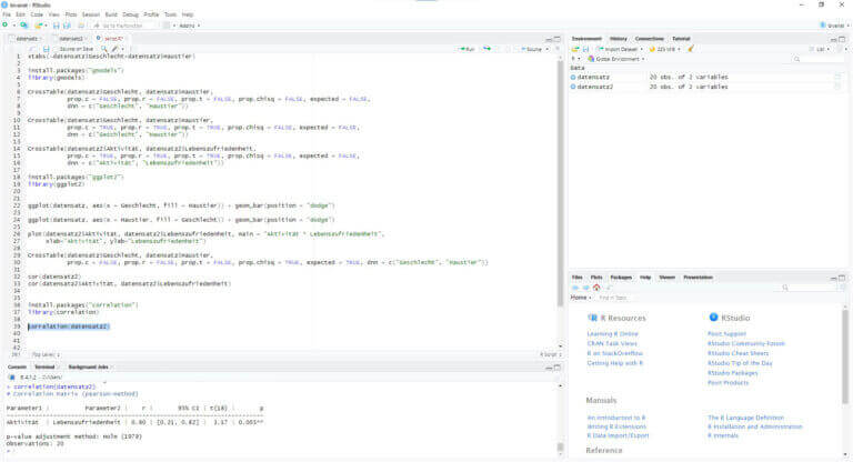Bivariate Statistik mit RStudio