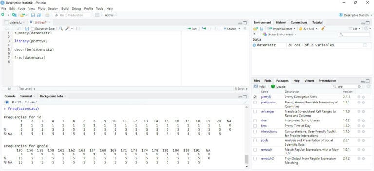 Statistik R Deskriptive Statistik und Häufigkeitsverteilung in RStudio