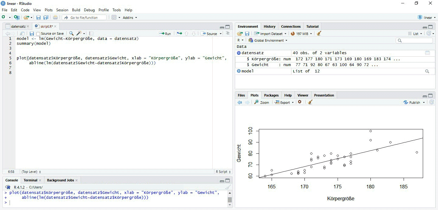 Lineare Regression – RStudio