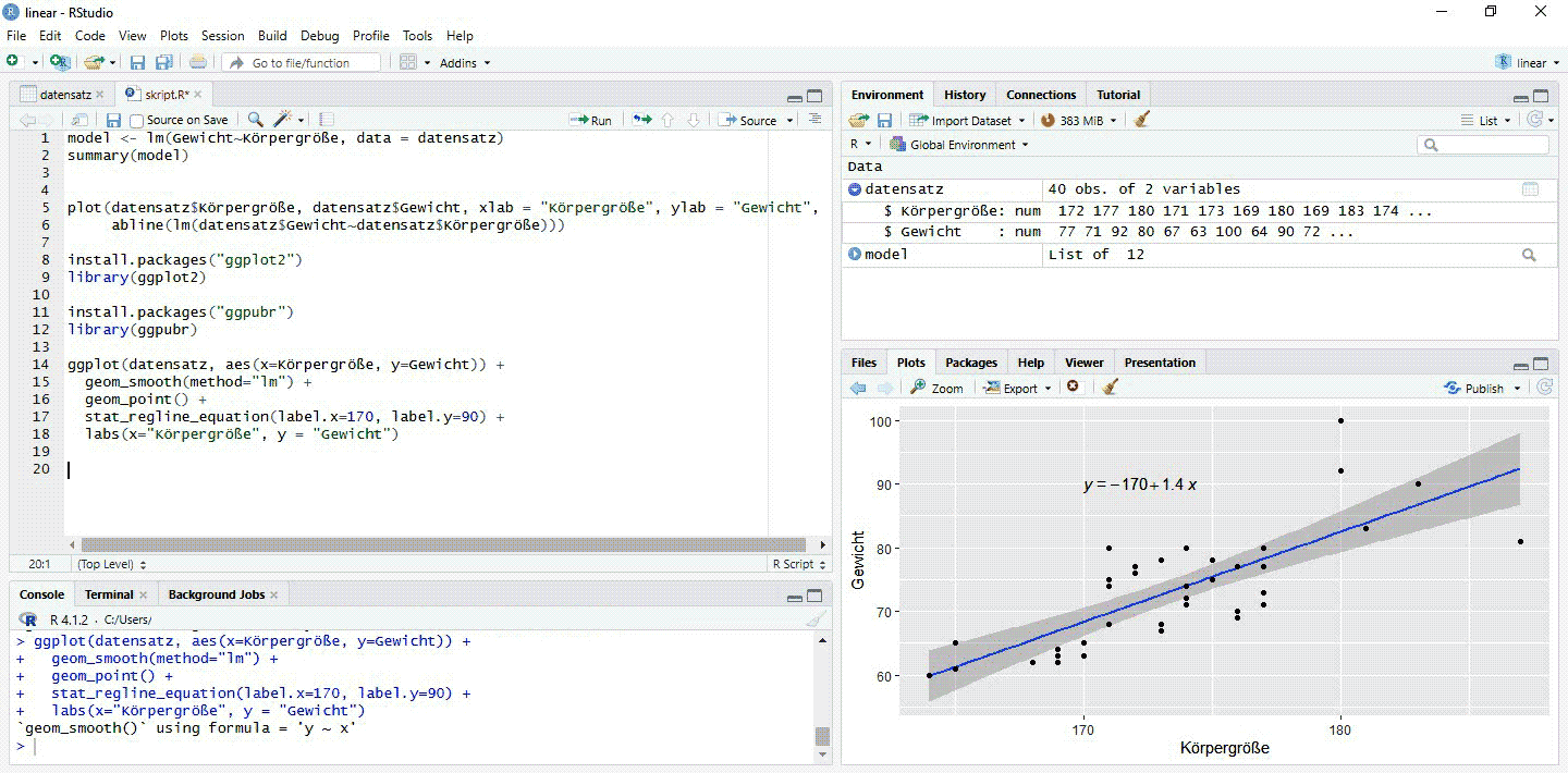 Lineare Regression – RStudio