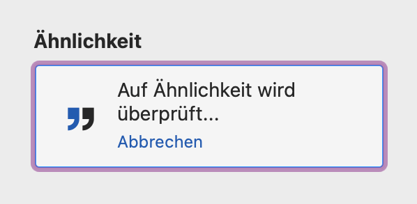 Überprüfung von Dokumenten auf Ähnlichkeit mit Onlinequellen