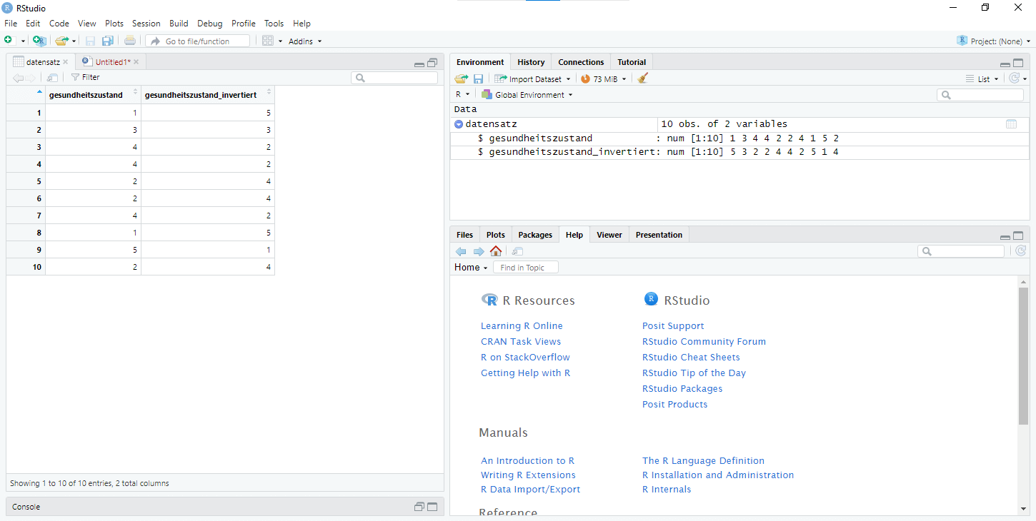 Berechnung und Transformation von Variablen in RStudio