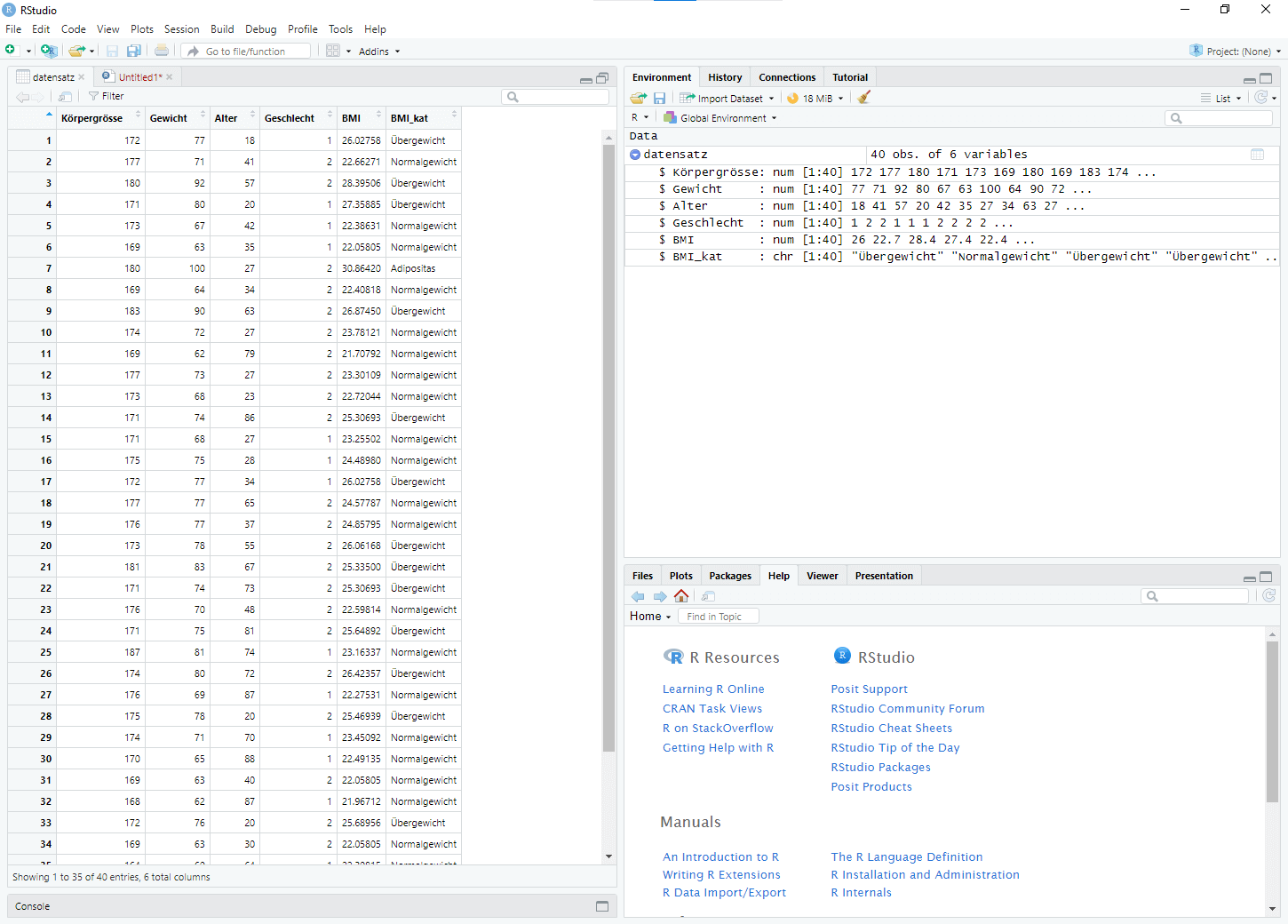 Berechnung und Transformation von Variablen in RStudio