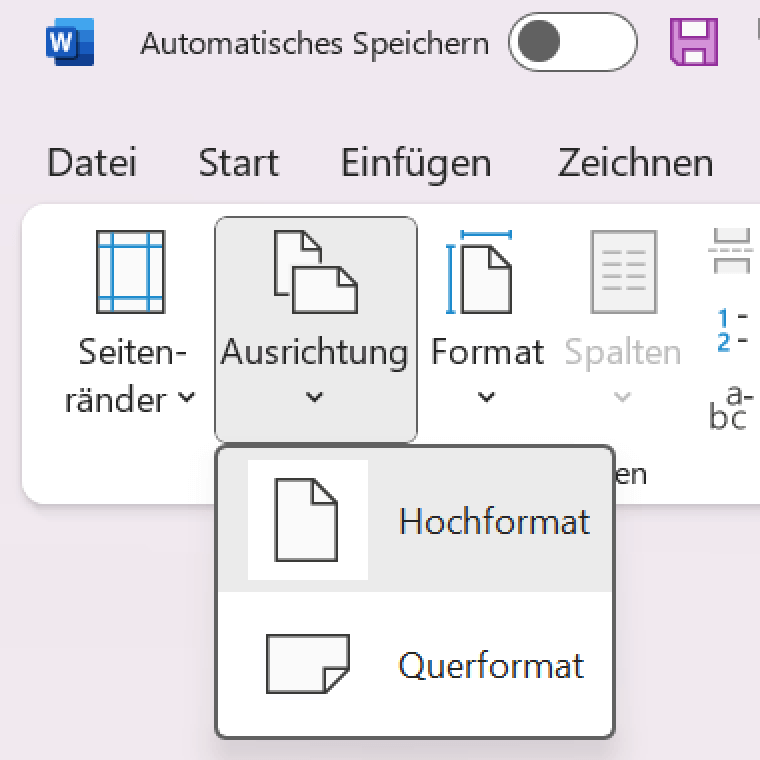 Hoch- und Querformat im selben Dokument Hoch- und Querformat im selben Dokument